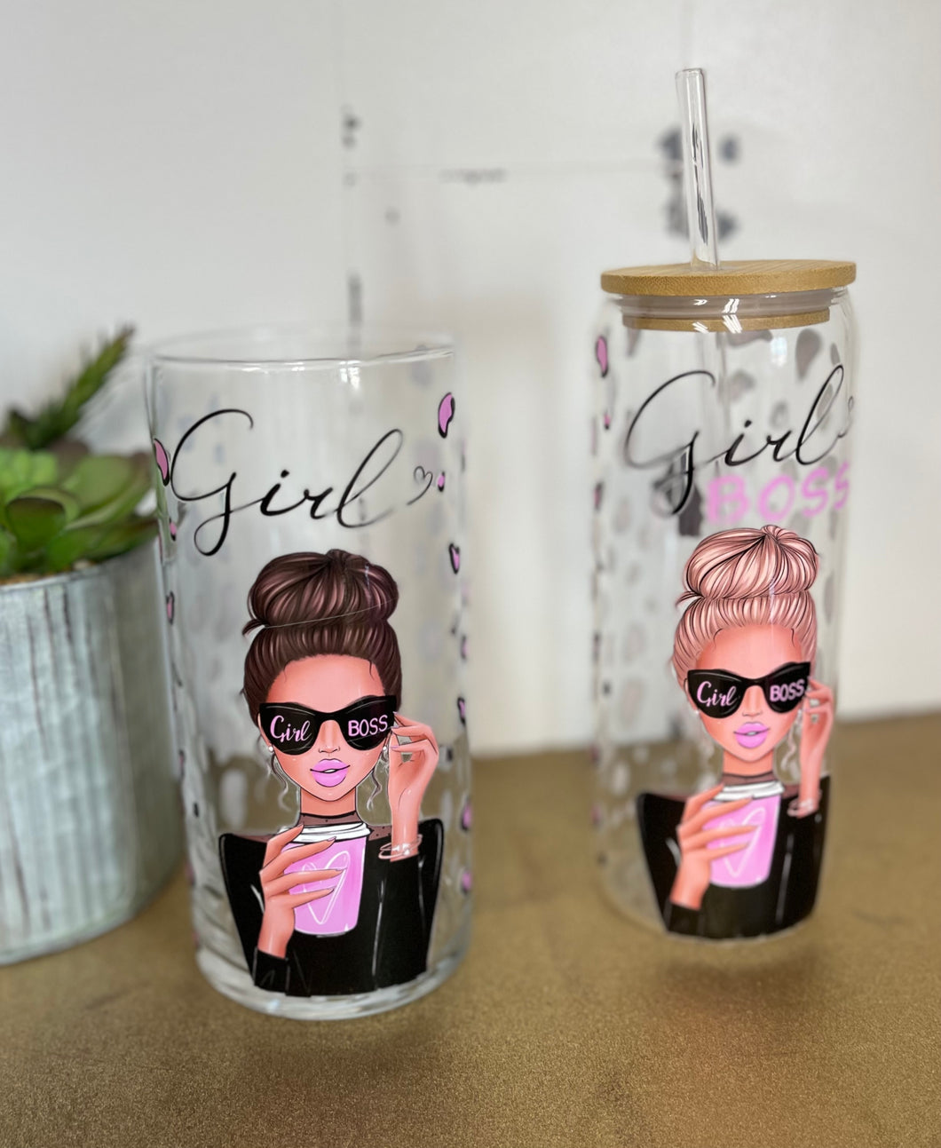 Custom Glass Vase - Girl Boss