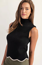 Load image into Gallery viewer, Contrasting Scallop Hem Sleeveless Knit Top