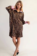 Load image into Gallery viewer, Leopard Pink Contrast Mini Shirt Dress