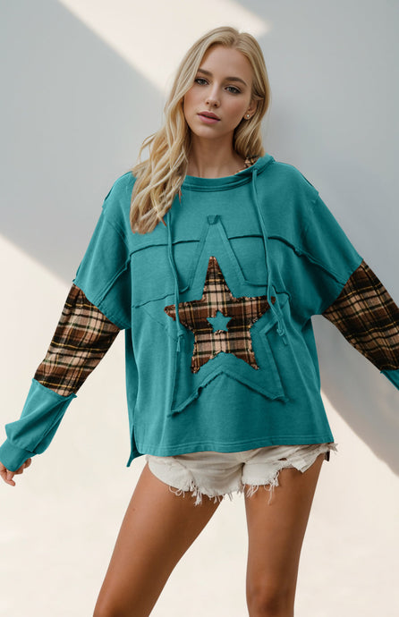 Turquoise Star Patch Hoodie - PREORDER