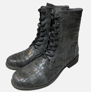Grey Animal Print Combat Boot - Very Volatile