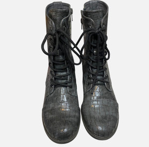 Grey Animal Print Combat Boot - Very Volatile