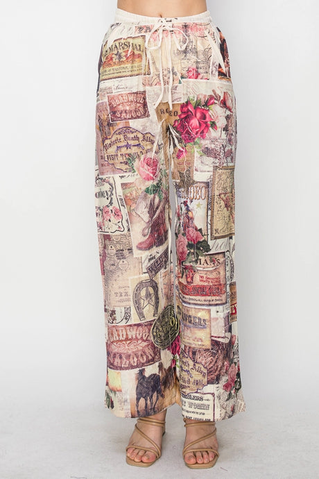 Western Roses Pant- Origami