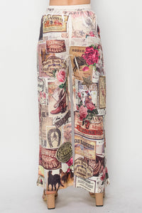Western Roses Pant- Origami
