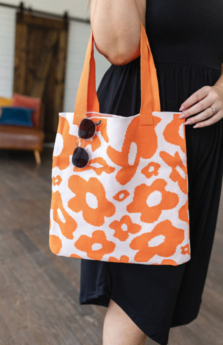 Lazy Daisy Knit Tote - Orange