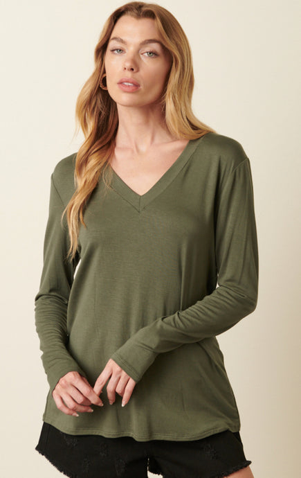 Bamboo and Beautiful Long Sleeve Tees - 2 Color options- V Neck - Mittoshop