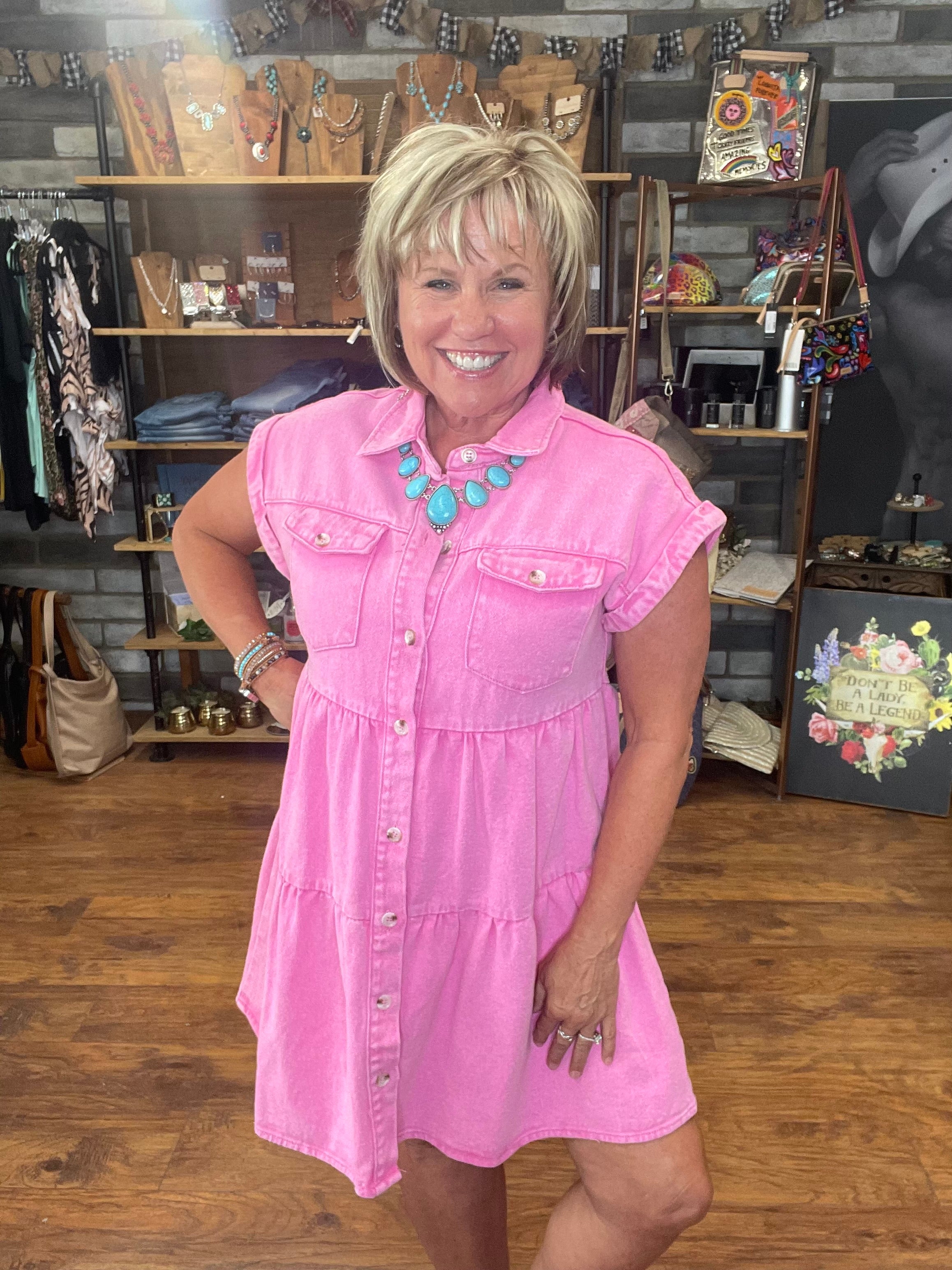 savanna jane denim dress Pink Pistol