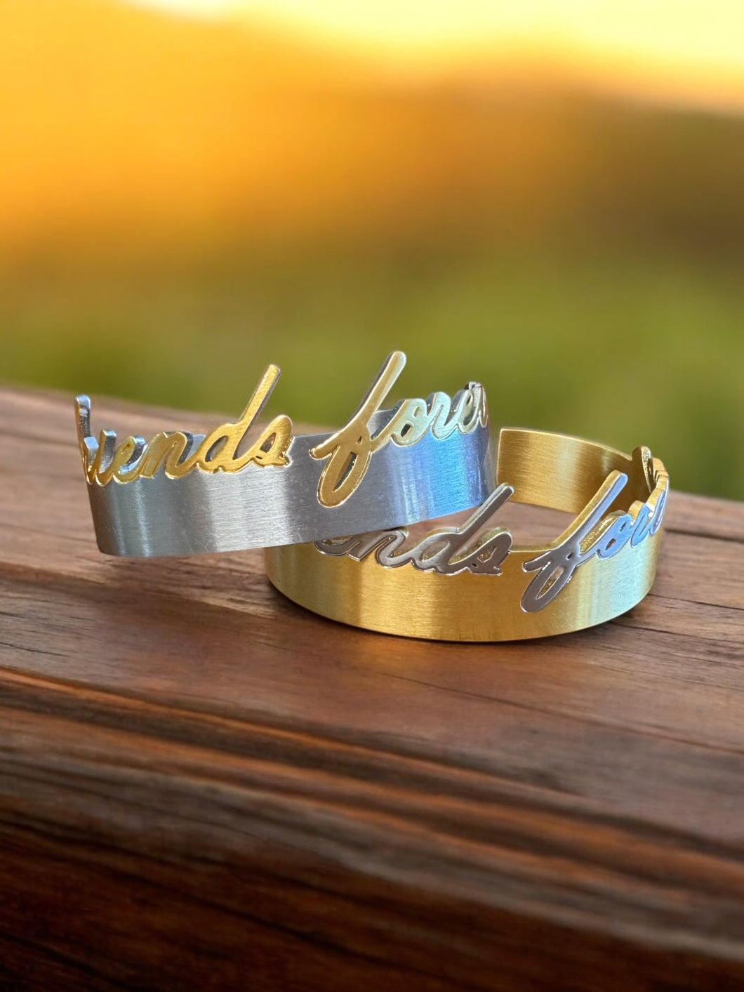 Friends Forever - Gold or Silver Band - Rustic Cuff
