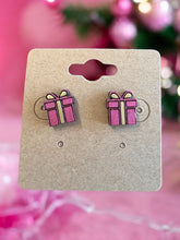 Load image into Gallery viewer, Holiday Crafted Wooden Earrings - Hand Painted - Laser Cut