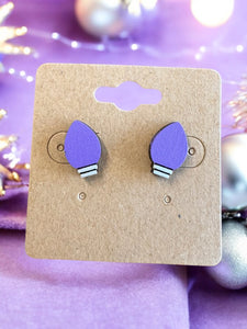 Holiday Crafted Wooden Earrings - Hand Painted - Laser Cut