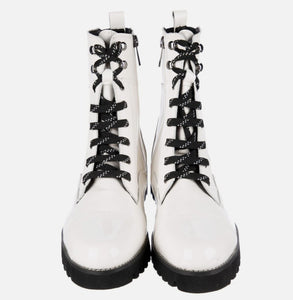 White Easeci Combat Boot - David Pliner