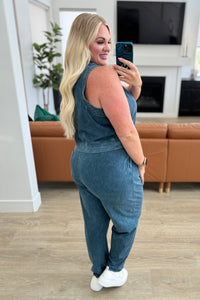 Limber Up Tapered Leg Joggers in Slate Blue - Rae Mode