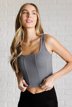Load image into Gallery viewer, It&#39;s All About the Balance Twill Square Neck Crop Top in Titanium