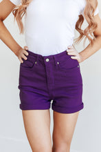 Load image into Gallery viewer, Jenna High Rise Control Top Cuffed Shorts in Purple