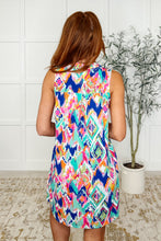 Load image into Gallery viewer, Lizzy Tank Dress in Teal and Pink Ikat