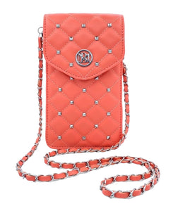 Quilted Faux Leather Crossbody Phone Case - Black or Peach - Badgley Mischka