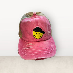 Smiley Mauve - PonyTail Embroidery Patch