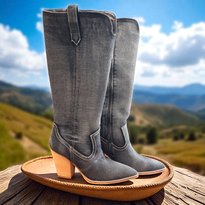 Friends in Low Places - Washed Dark Denim Boot