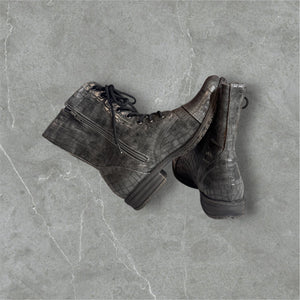 Grey Animal Print Combat Boot - Very Volatile