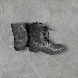 Grey Animal Print Combat Boot - Very Volatile