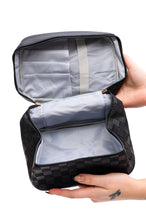 Load image into Gallery viewer, Subtly Checked Cosmetic Bags set of 4 in Black - Pre Order