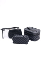 Load image into Gallery viewer, Subtly Checked Cosmetic Bags set of 4 in Black - Pre Order