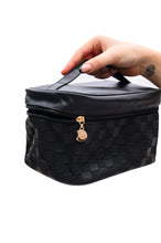 Load image into Gallery viewer, Subtly Checked Cosmetic Bags set of 4 in Black - Pre Order