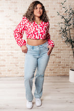 Load image into Gallery viewer, Zola Zip Up Abstract Print Crop Top in Magenta