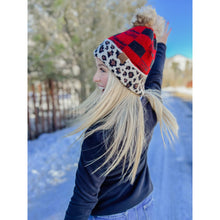 Load image into Gallery viewer, Leopard/Buffalo Mixed Print Fur Pom - CC Beanie