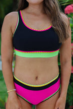 Load image into Gallery viewer, Jess Lea - Set For Vacay Two Piece Swimsuit- Black/Neon