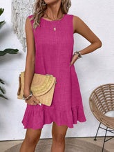 Load image into Gallery viewer, Lily Clothing - Casual tank solid color dress with lace ruffles