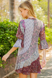 Boho Patchwork Overdyed Babydoll Dress - Young Threads
