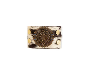 Brandianna Hair-on Hide Cuff Bracelet in Dark - Myra Bag