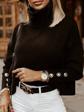 Load image into Gallery viewer, Sheer Trend - Casual Loose Solid Color High-Neck Long Sleeves Knitwear