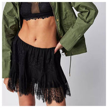 Load image into Gallery viewer, Sheer Trend - High Waist Lace Mini Skirt With Irregular Hem In Solid Color