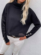 Load image into Gallery viewer, Sheer Trend - Casual Loose Solid Color High-Neck Long Sleeves Knitwear