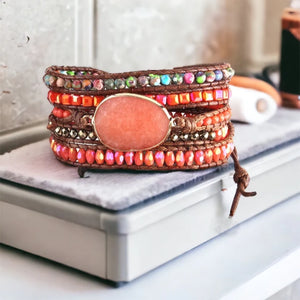 Melon Long Strand Wrap Bracelet - Kingdom Girl