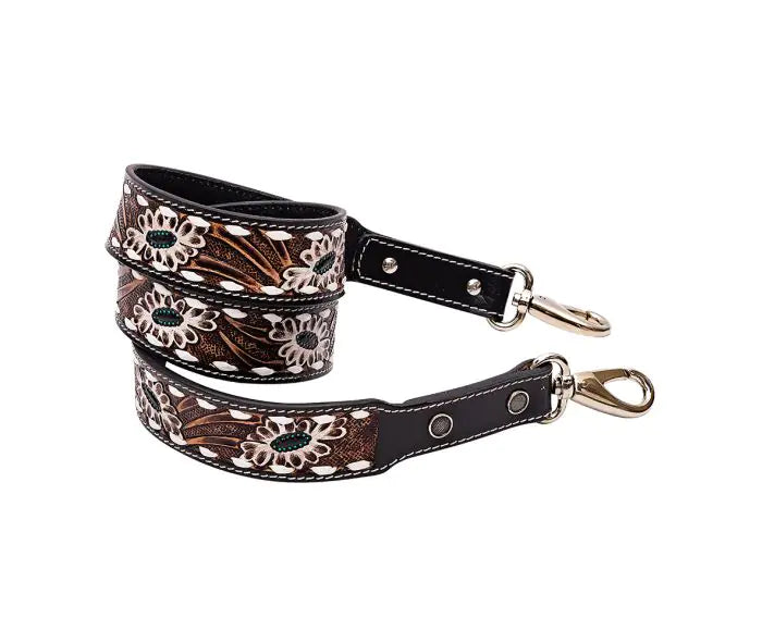 Shayla's Meadow Hand-tooled Leather Purse Strap - Myra Bag