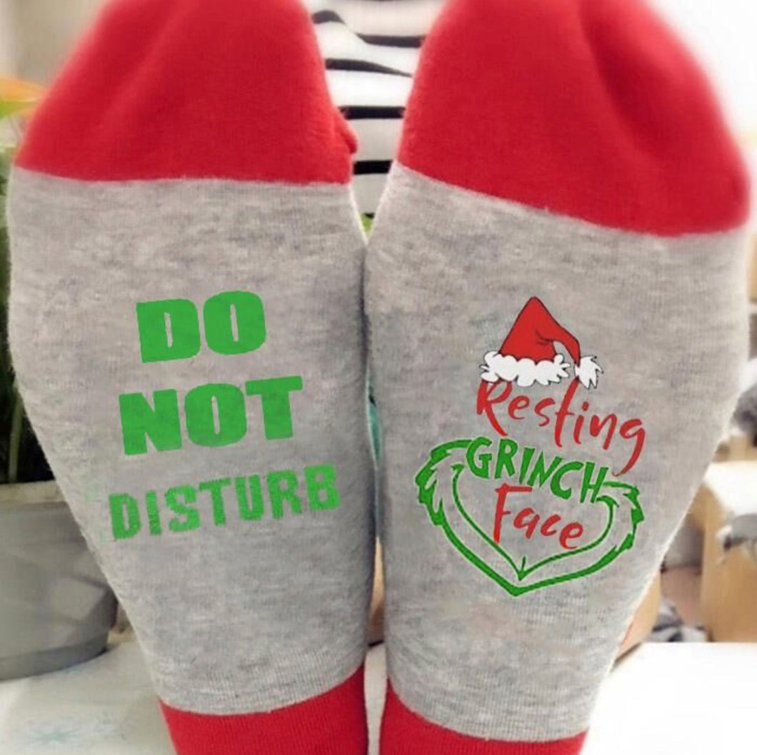 Resting Grinch Face Sock