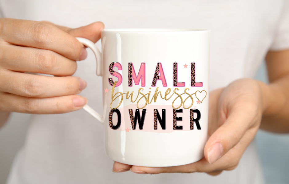 Mindy's Creations - pink small business owner mug
