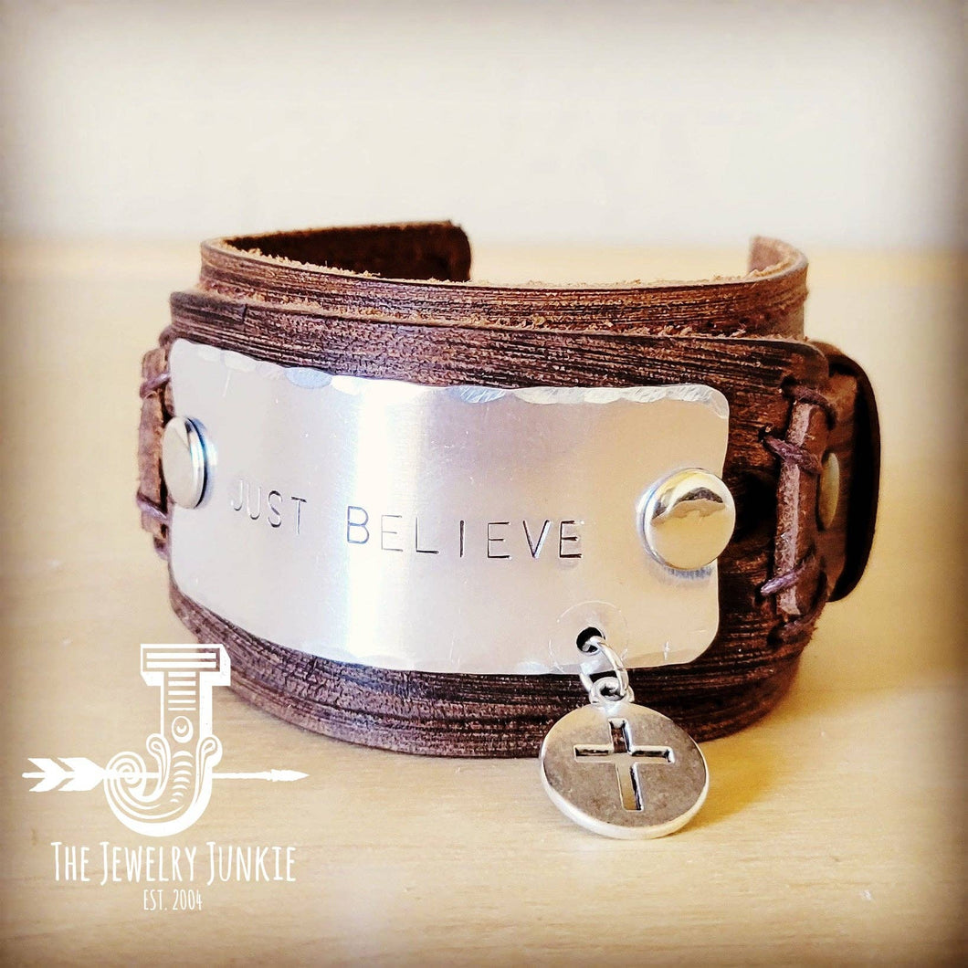 The Jewelry Junkie - Just Believe Stamped Leather Cuff 013f