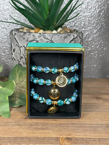 Priscilla Stone Beaded Bracelet - Turquoise - Rustic Cuff