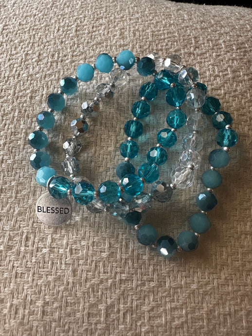 Aqua Blessed Beaded Bracelet