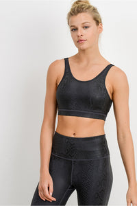 Black Mamba Snake Print Sports Bra