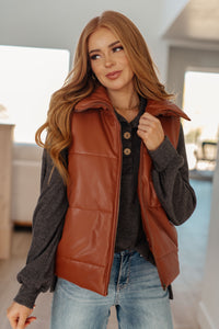 Persistence Pays Off Faux Leather Puffer Vest - Andree by Unit - Warehouse