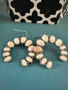 White Stone Horseshoe Earrings