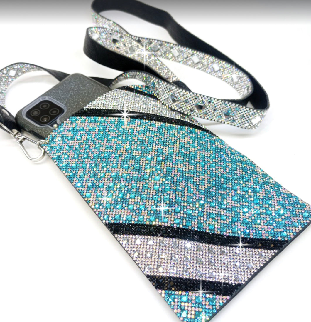 Lady Kent Cellphone Purse - Turquoise  Stripe Jacqueline Kent