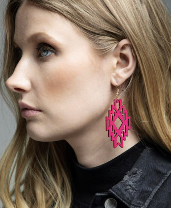 Red Southwest - Wood Earring