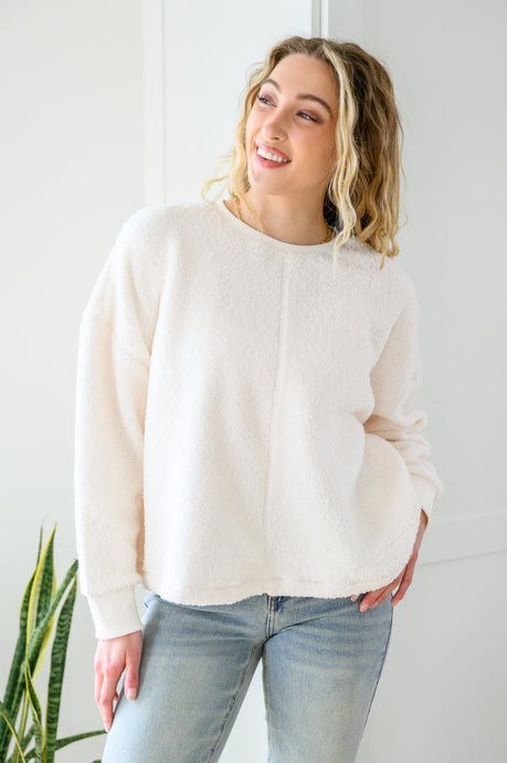 Fuzzy Cuddles Sweater in Off White - Sew In Love