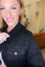 Load image into Gallery viewer, Reese Rhinestone Denim Jacket in Black